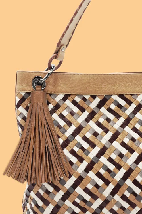 Nappa Tassel Keychain in Cognac