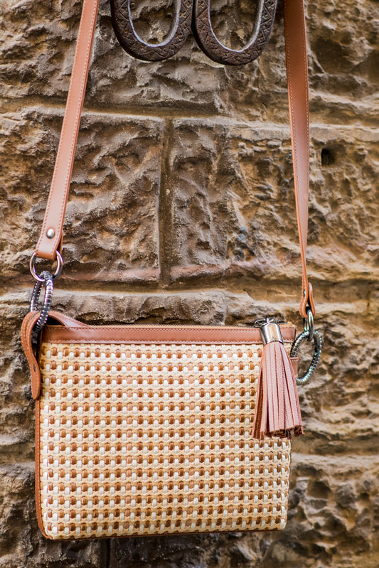 Cosma Crossbody in Caramel 5mm Weave