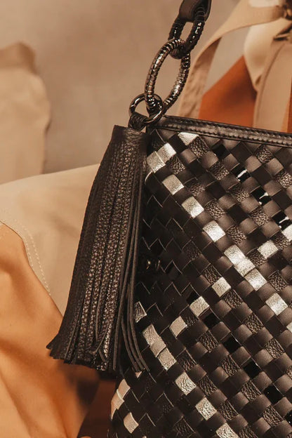 Nappa Tassel Keychain in Black