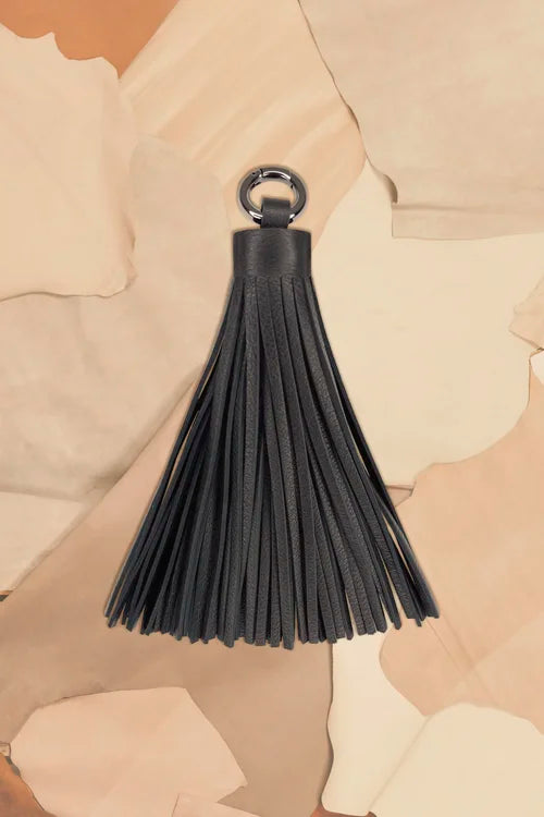 Nappa Tassel Keychain in Black