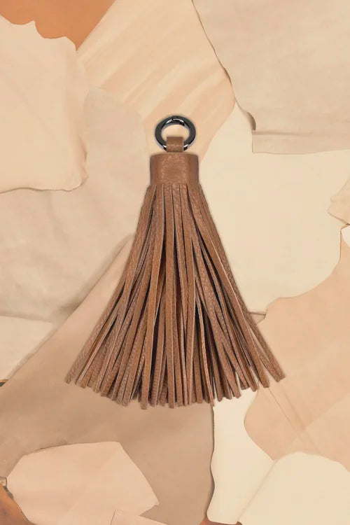 Nappa Tassel Keychain in Cognac
