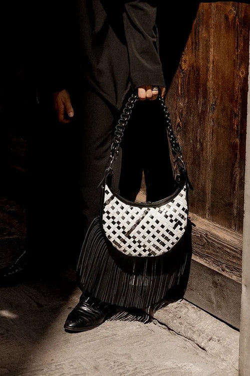 Luna Bag  (removable fringe, statement strap & crossbody strap) in White