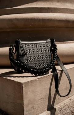Cosma Crossbody in Black 5mm Weave