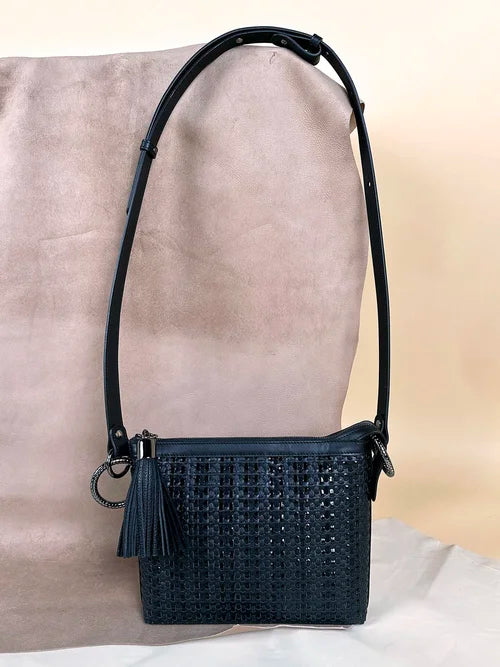 Cosma Crossbody in Black 5mm Weave