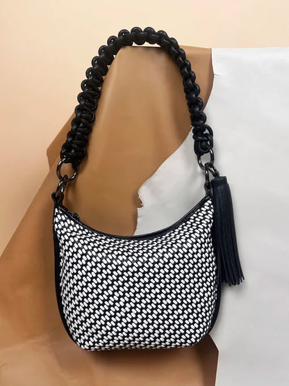 Nappa Tassel Keychain in Black