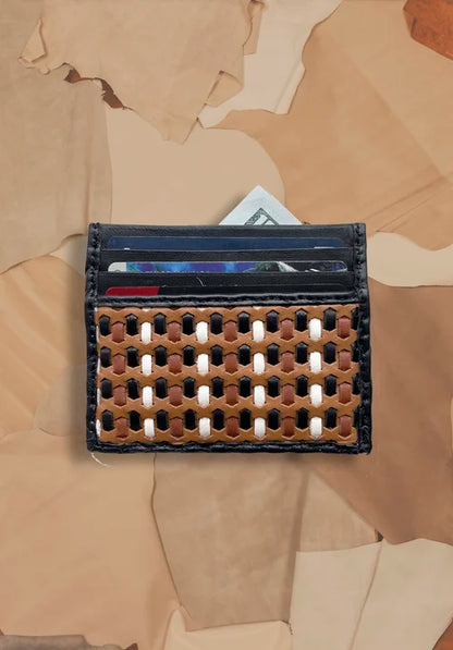 Intreccio Card Holder  in Cognac