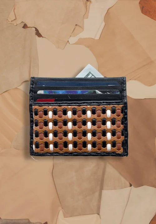 Intreccio Card Holder  in Cognac