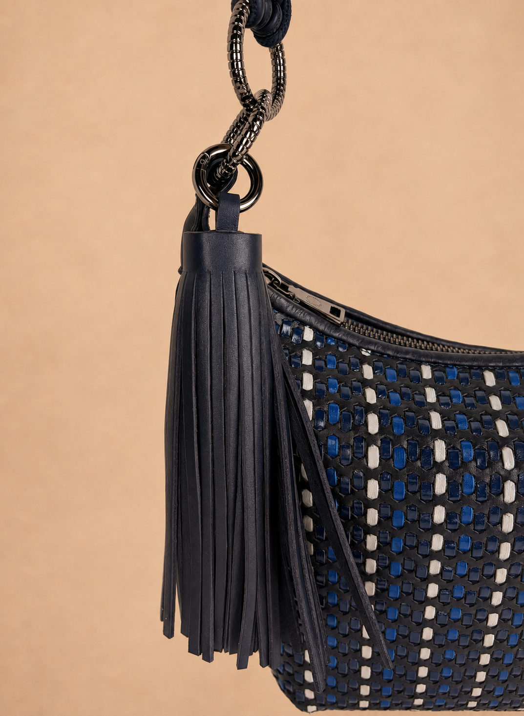 Nappa Tassel Keychain in Navy