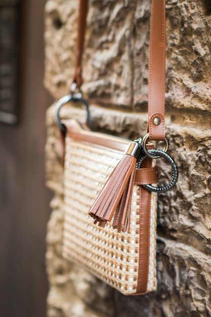 Cosma Crossbody in Caramel 5mm Weave